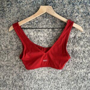 Set Active Sportbody Bra Womens XS Red Justine Skye Collab Crop Top Athletic